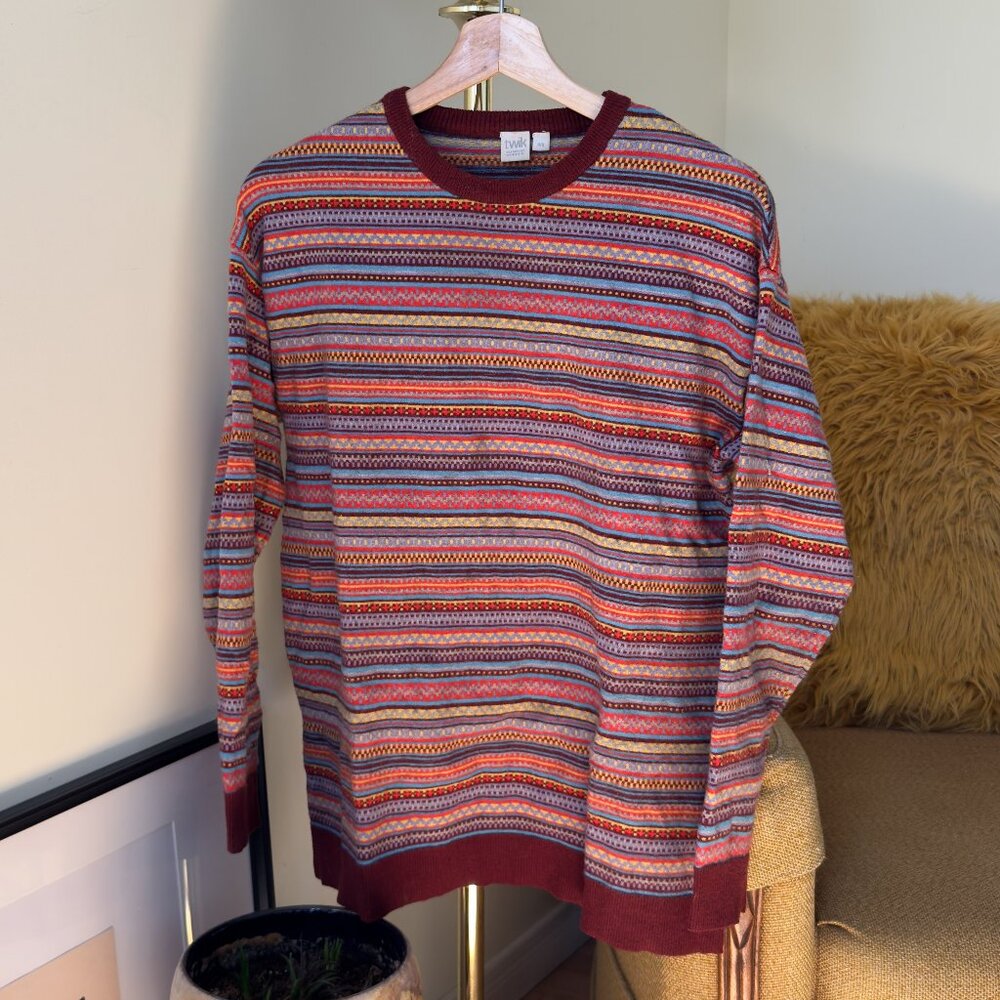 Twik Colourful Stripes & Patterned Crew Neck Sweater| US S